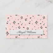 Roze en zwarte Floral Pattern Visitekaartje (Voorkant)
