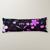 Roze en zwarte Floral Print Body Pillow Lichaamskussen (Achterkant)