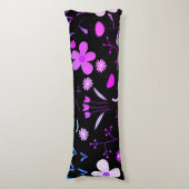Roze en zwarte Floral Print Body Pillow Lichaamskussen (Voorkant Verticaal)