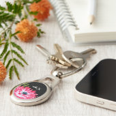 Roze en zwarte Florenz met Initialen van Monogram Sleutelhanger (Zijkant)