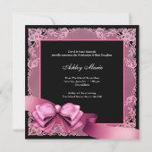 Roze en Zwarte Foto Afstudeer Uitnodigingen (Achterkant)