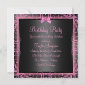 Roze en zwarte foto Lijst Sweet16 Birthday Invite Kaart (Achterkant)