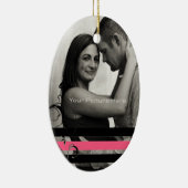 Roze en zwarte foto-Verloving Keramisch Ornament (Rechts)