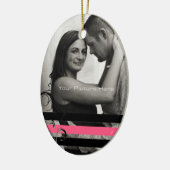 Roze en zwarte foto-Verloving Keramisch Ornament (Links)