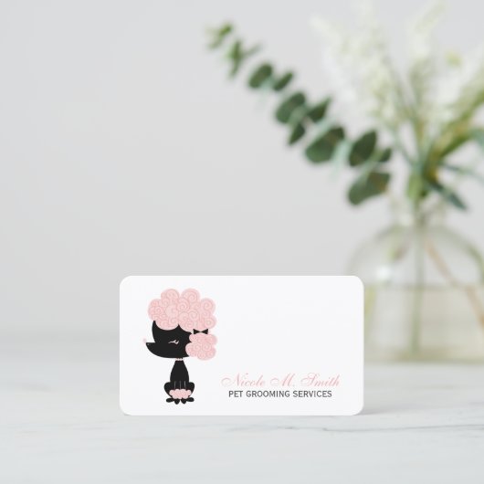 Roze en zwarte Franse poedel Visitekaartje (Staand voorkant)