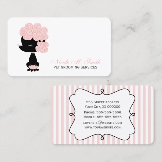 Roze en zwarte Franse poedel Visitekaartje (Voorkant / Achterkant)