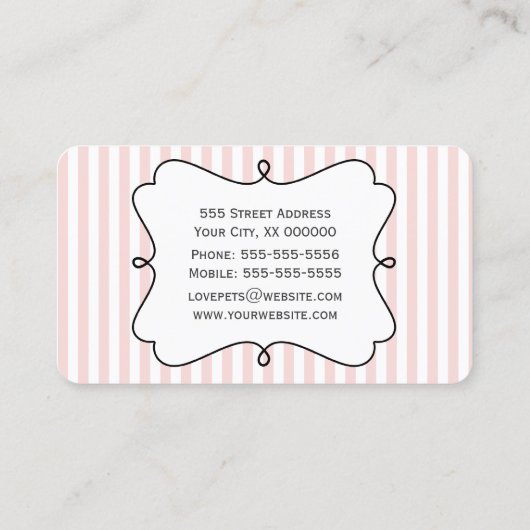 Roze en zwarte Franse poedel Visitekaartje (Achterkant)