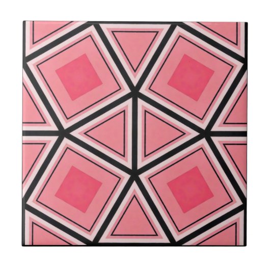 Roze en zwarte geometrisch tegeltje (Voorkant)