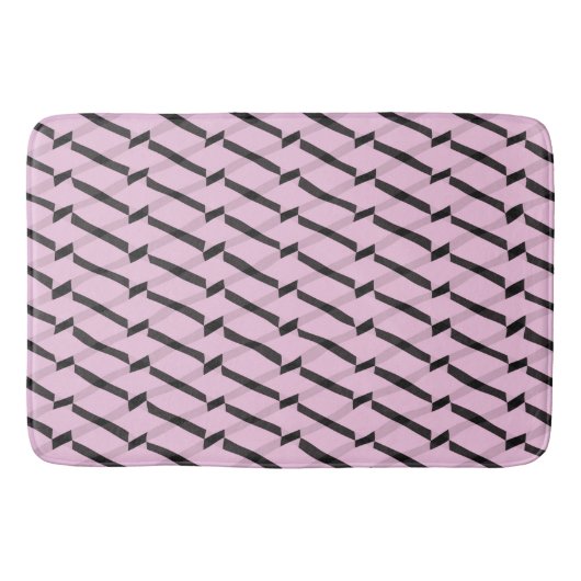 Roze en zwarte geometrische patronen badmat (Voorkant)