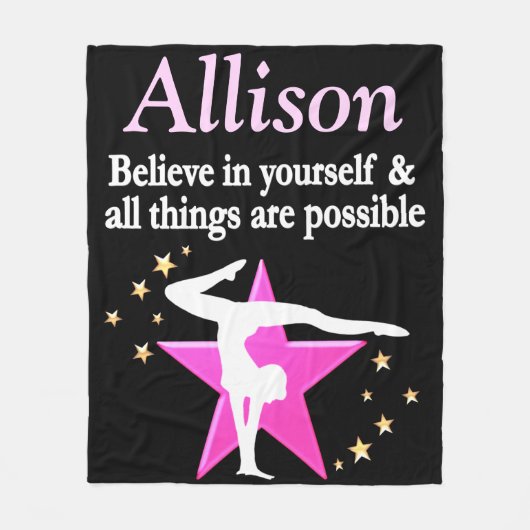 ROZE EN ZWARTE GEPERSONALISEERDE GYMNASTIEKDEKEN FLEECE DEKEN (Voorkant)