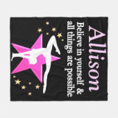 ROZE EN ZWARTE GEPERSONALISEERDE GYMNASTIEKDEKEN FLEECE DEKEN (Voorkant (Horizontaal))