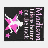  ROZE EN ZWARTE GEPERSONALISEERDE TRACKDEKEN FLEECE DEKEN (Voorkant (Horizontaal))