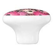 Roze en zwarte Gerbera Daisies Keramische Knop (Zijkant)