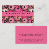Roze en zwarte Gerbera Daisies Visitekaartje (Voorkant / Achterkant)