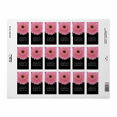 Roze en Zwarte Gerbera Daisy | Vertical Adres Etiket (Full Sheet)