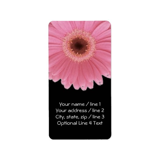 Roze en Zwarte Gerbera Daisy | Verticale Aanspreek Etiket (Voorkant)