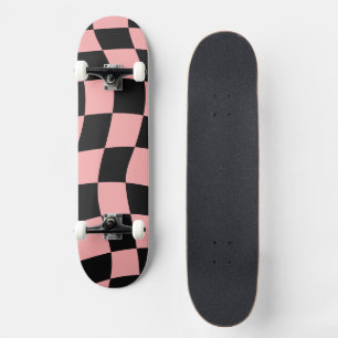 Roze en Zwarte Geruite Persoonlijk Skateboard