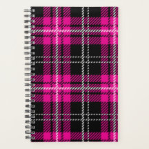 Roze en Zwarte Geruite Planner Notitieboek