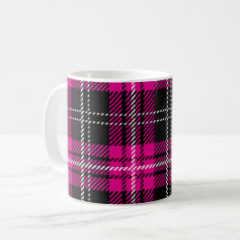 Roze en zwarte geruite tartanprint koffiekop mok