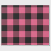 Roze en Zwarte Geruite Vierkanten Buffalo Plaid Cadeaupapier (Vlak)