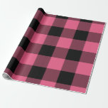 Roze en zwarte geruite vierkanten Buffalo Plaid Cadeaupapier<br><div class="desc">Douane inpakpapier</div>