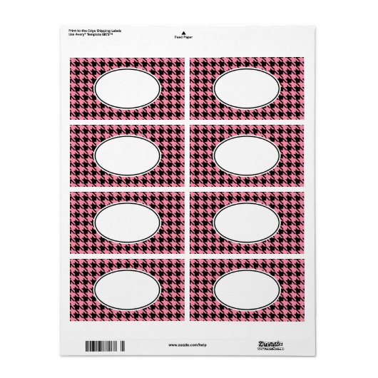 Roze en zwarte Gingham Label (Full Sheet)