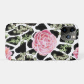 Roze en zwarte Giraffe en bloemen Case-Mate iPhone Case (Achterkant (horizontaal))