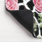 Roze en zwarte Giraffe en bloemen Muismat (Hoek)