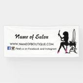 Roze en zwarte Girly Girl Hair en Beauty Salon Spandoek (Horizontaal)