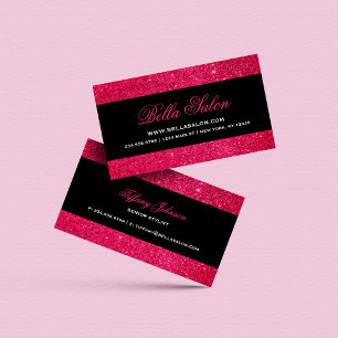 Roze en zwarte Glam Faux Glitter Visitekaartje
