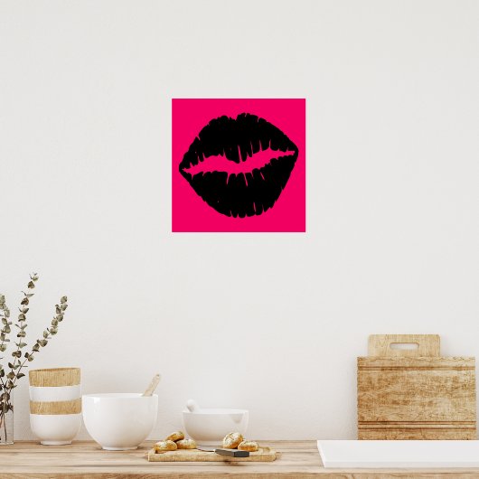 Roze en zwarte glans poster (Keuken)