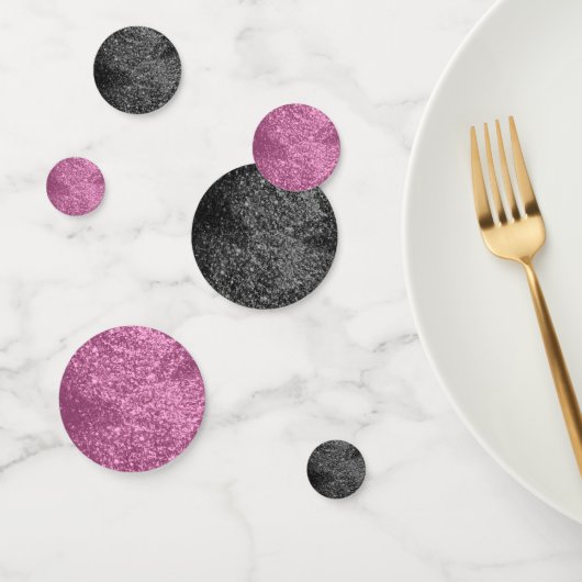 Roze en zwarte glitter confetti (Groep)
