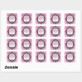 Roze en zwarte glitter Fancy Lijst Party Sticker (Vel)