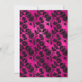 Roze en Zwarte Glitter Floral Damask Sweet 16 Kaart (Achterkant)