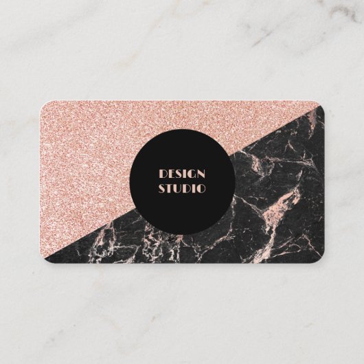 Roze en zwarte glitter Glam Visitekaartje (Achterkant)