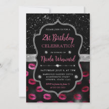 Roze en Zwarte Glitter Lippen 21e Verjaardag