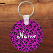 Roze en zwarte glitter luipaardprint sleutelhanger (Voorkant)