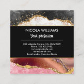 Roze en zwarte glitter marmer Agate Vierkante Visitekaartje (Achterkant)