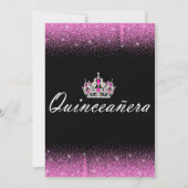 Roze en Zwarte Glitter Quinceanera Uitnodigingen (Achterkant)