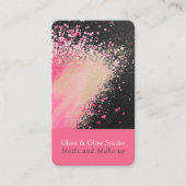 Roze en Zwarte Glitter Splatter Visitekaartje (Voorkant)