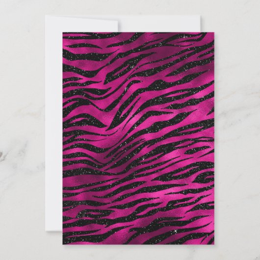 Roze en Zwarte Glitter Tiger Stripes 21ste Verjaar Kaart (Achterkant)