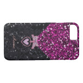 Roze en zwarte glitters Case-Mate iPhone case (Achterkant (Horizontaal))