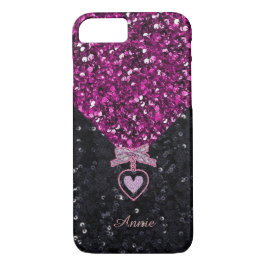 Roze en zwarte glitters iPhone 8/7 hoesje