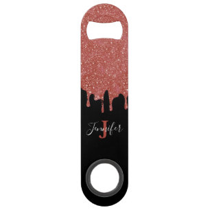 Roze en zwarte glittersnelheidsflessenopener speed flessenopener