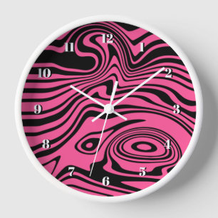 Roze en Zwarte Golven Wandklok - Kies Kleur