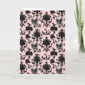 Roze en Zwarte Goth Schedels en Rozen Kaart (Achterkant)