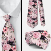Roze en zwarte Gothic Bloemen Bloemen Stropdas