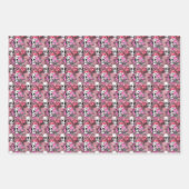 Roze en zwarte Gothic Bloemenschedels Inpakpapier Vel (Voorkant 3)