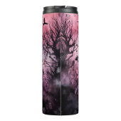 Roze en zwarte Gothic Bloemenvleermuis gepersonali Thermosbeker (Achterkant)