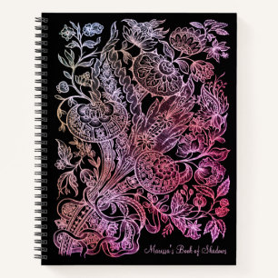 Roze en zwarte  Gothic Flower Book of Shadows Notitieboek